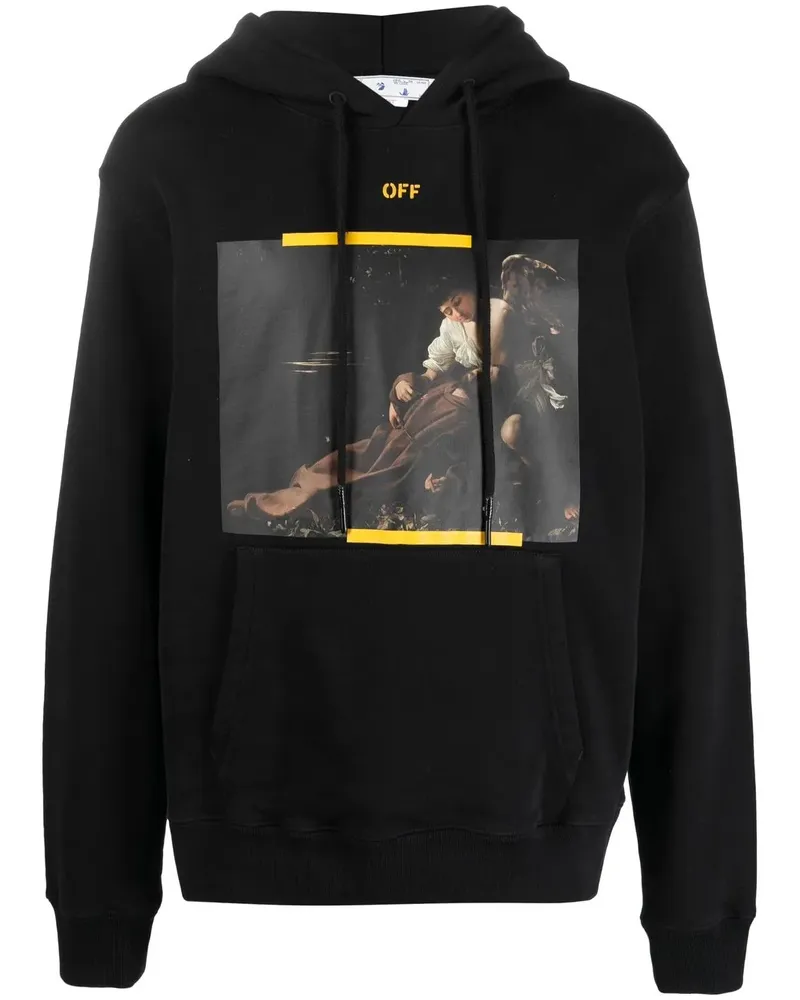 OFF-WHITE Hoodie mit Caravaggio-Print - Schwarz Schwarz