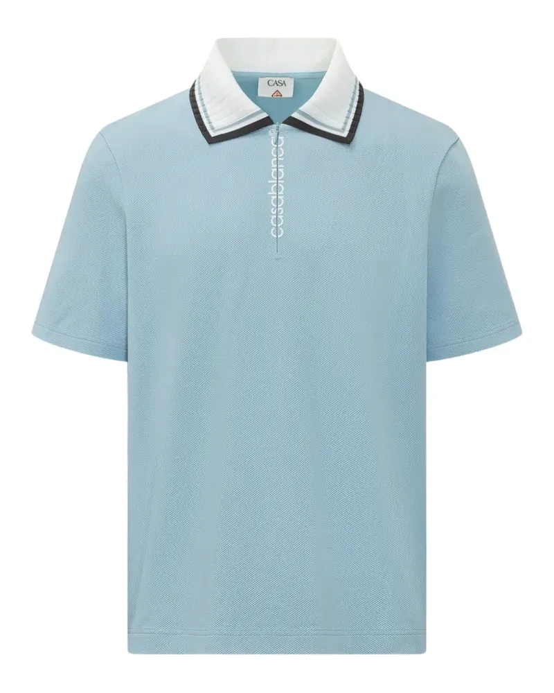 Casablanca Paris zip-up piqué polo shirt - Blau Blau