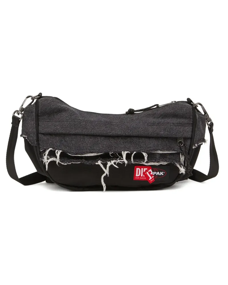 Diesel x Eastpak Jeans-Schultertasche mit Fransen - Schwarz Schwarz