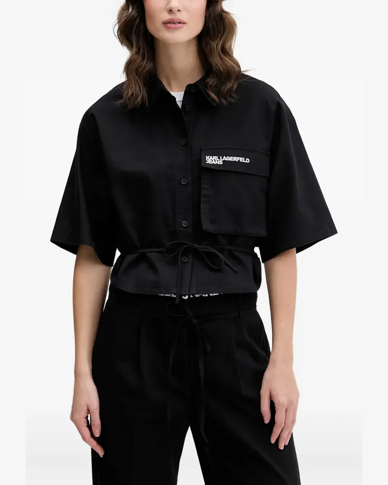 Karl Lagerfeld logo drawstring shirt - Schwarz Schwarz