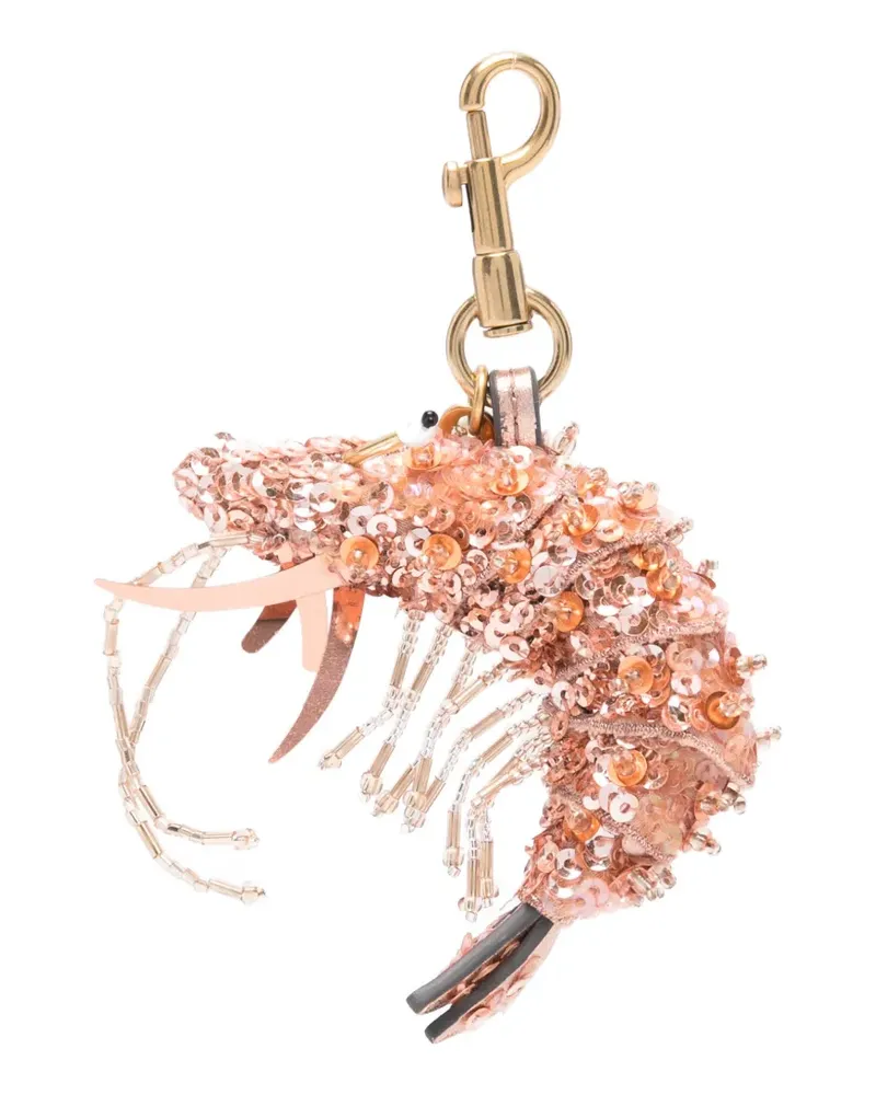 Anya Hindmarch Shrimp sequin-embellished bag charm - Rosa Rosa