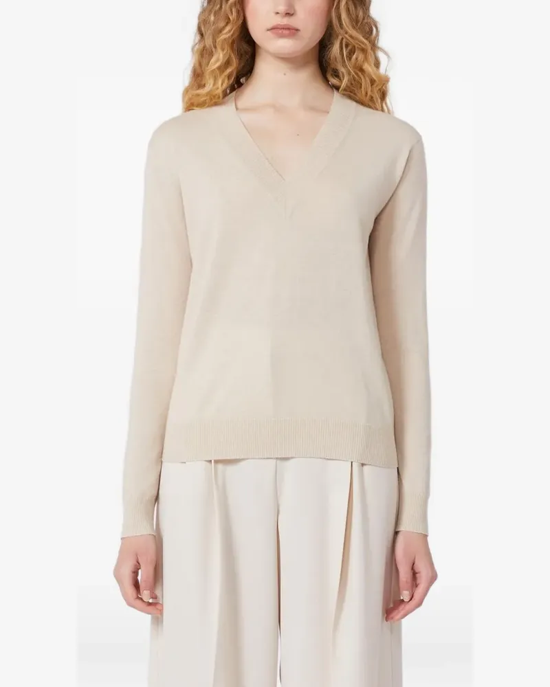 Max Mara Pullover mit V-Ausschnitt - Nude Nude