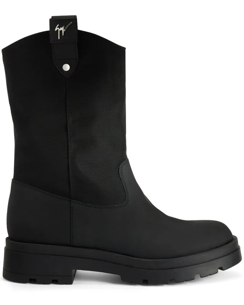Giuseppe Zanotti Aldrien Stiefel mit Logo-Schild - Schwarz Schwarz