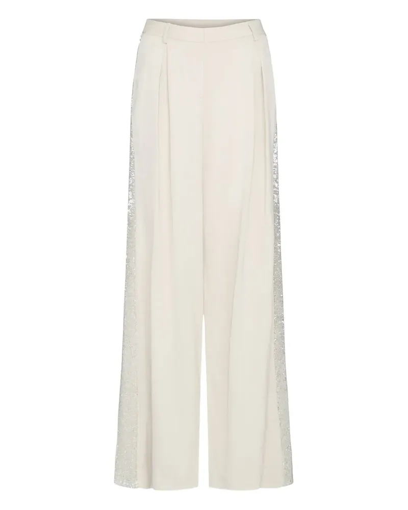 TWP Sullivan sequin-detailed pleated trousers - Weiß Weiß