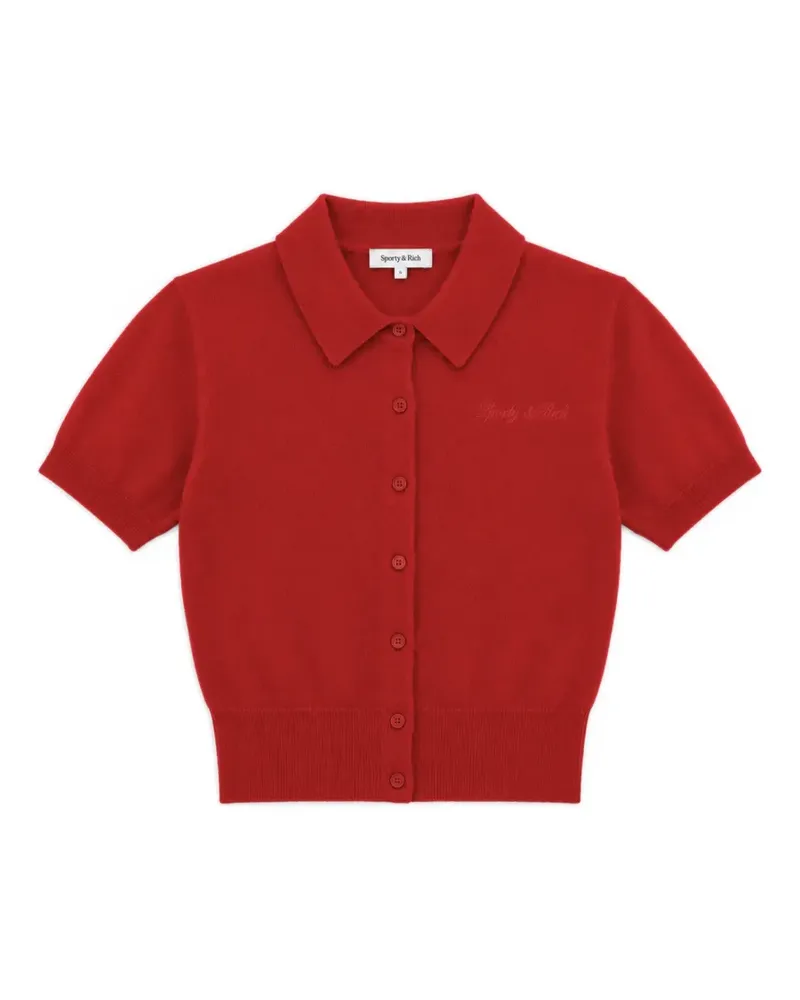 SPORTY & RICH Jannie logo-embroidered short-sleeve cardigan - Rot Rot