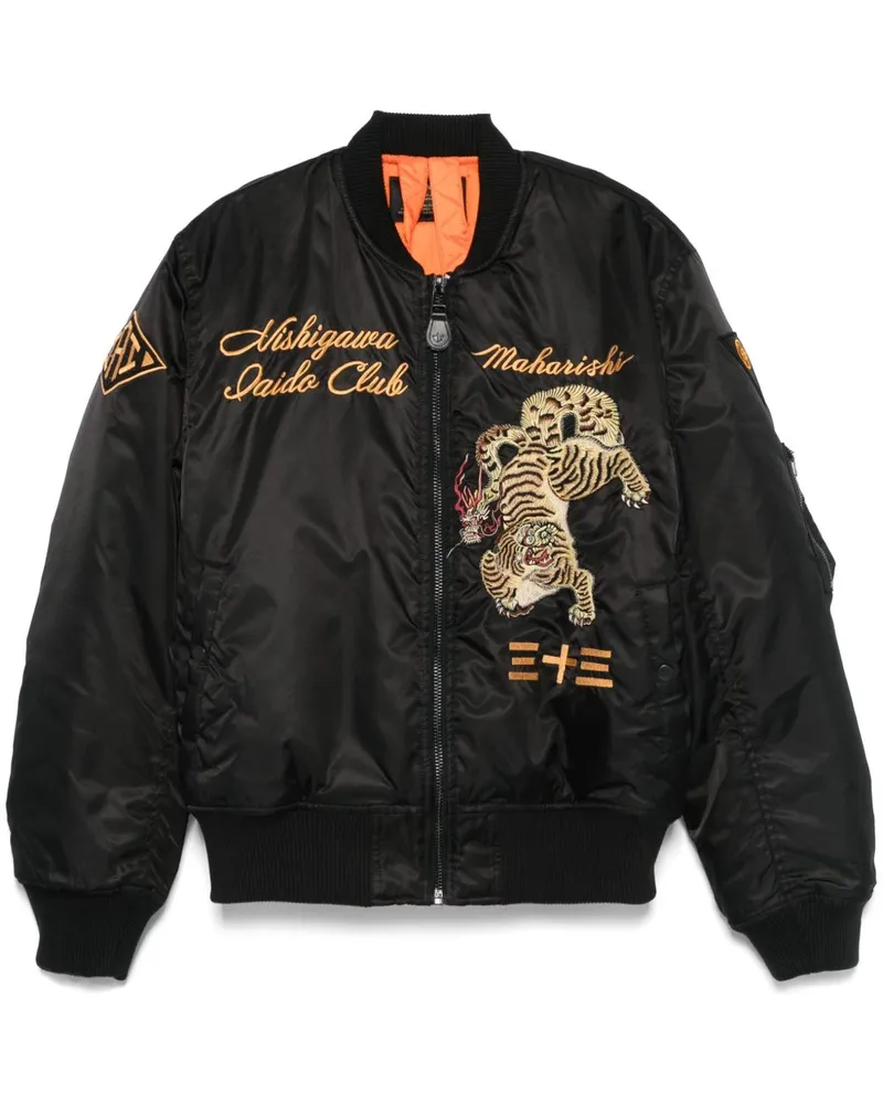 maharishi 4580 Nekomata Tiger MA-1 Jacke - Schwarz Schwarz
