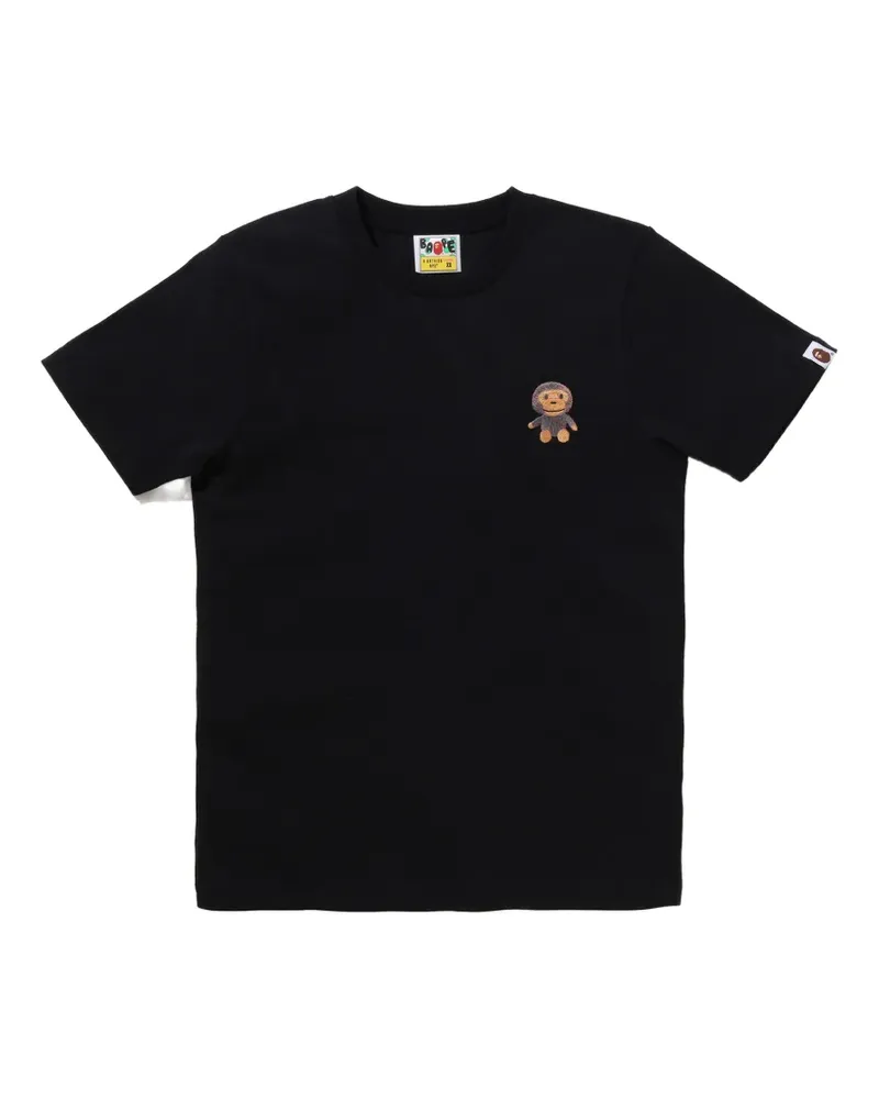 BAPE T-Shirt mit Affenstickerei - Schwarz Schwarz