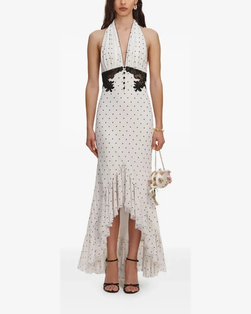 Self-Portrait lace-trimmed polka-dot dress - Weiß Weiß