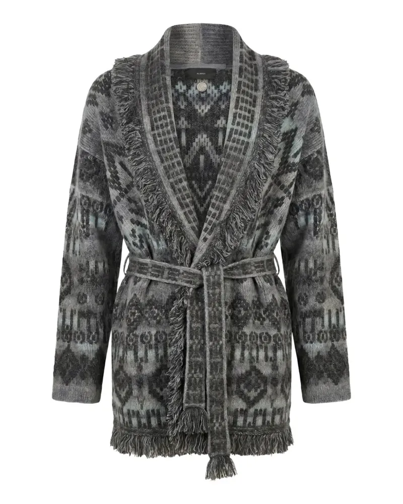 Alanui Time To Shine jacquard fringe-trim cardigan - Grau Grau