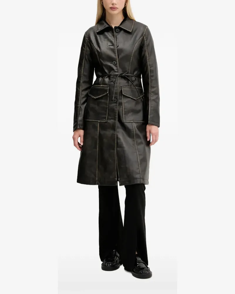Desigual button belted coat - Schwarz Schwarz