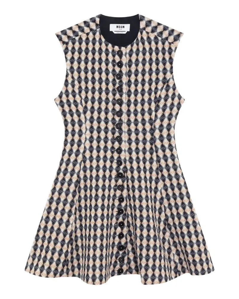 MSGM Kleid mit Argyle-Muster - Schwarz Schwarz