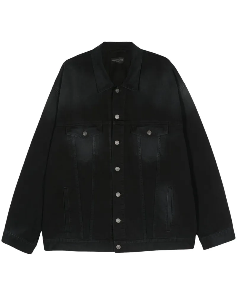 Balenciaga Jeansjacke mit Logo-Print - Schwarz Schwarz