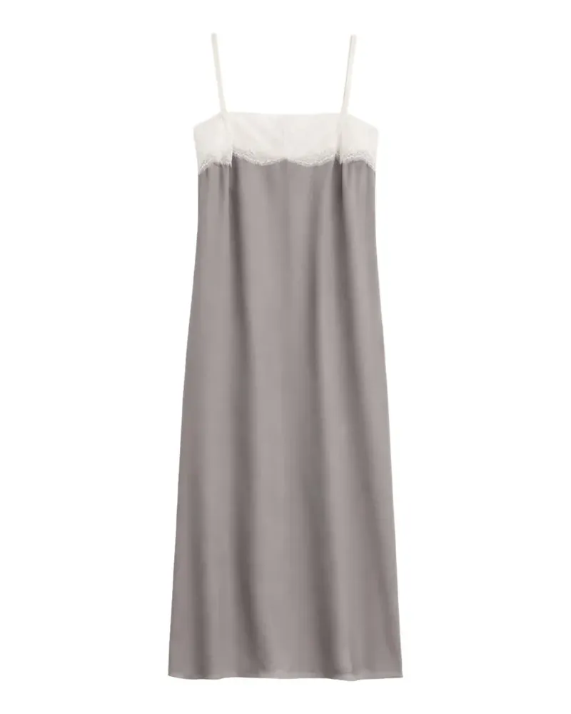 Carven lace-embellished pleated slip dress - Grau Grau