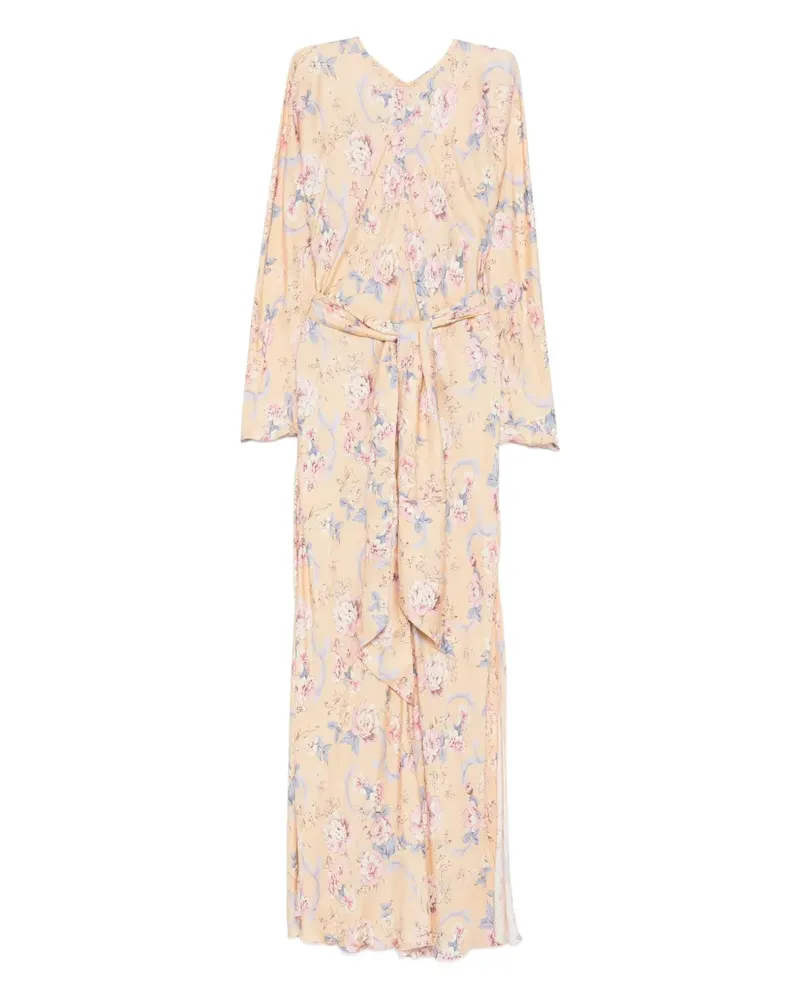 forte_forte Maxikleid mit Blumenmuster - Nude Nude
