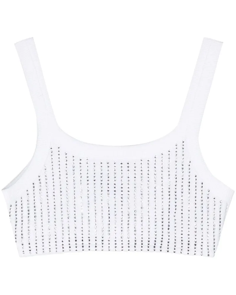ATTICO Cropped-Top mit Strass - Weiß Weiß