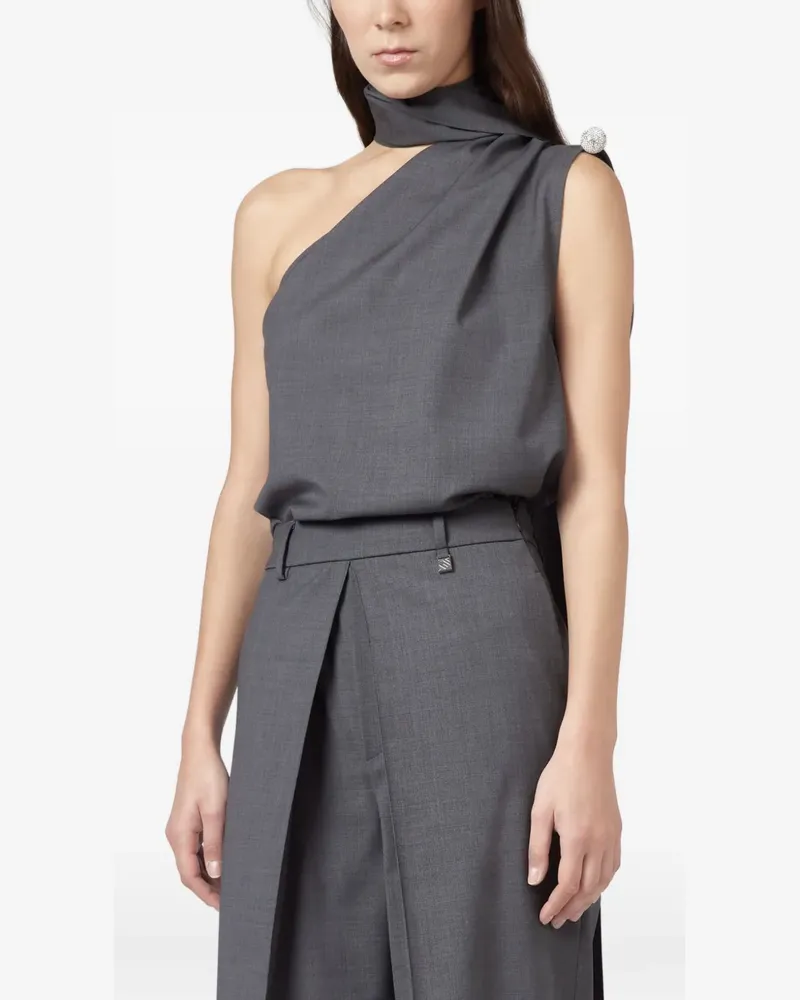 Giuseppe di Morabito One-Shoulder-Top mit Kristallen - Grau Grau
