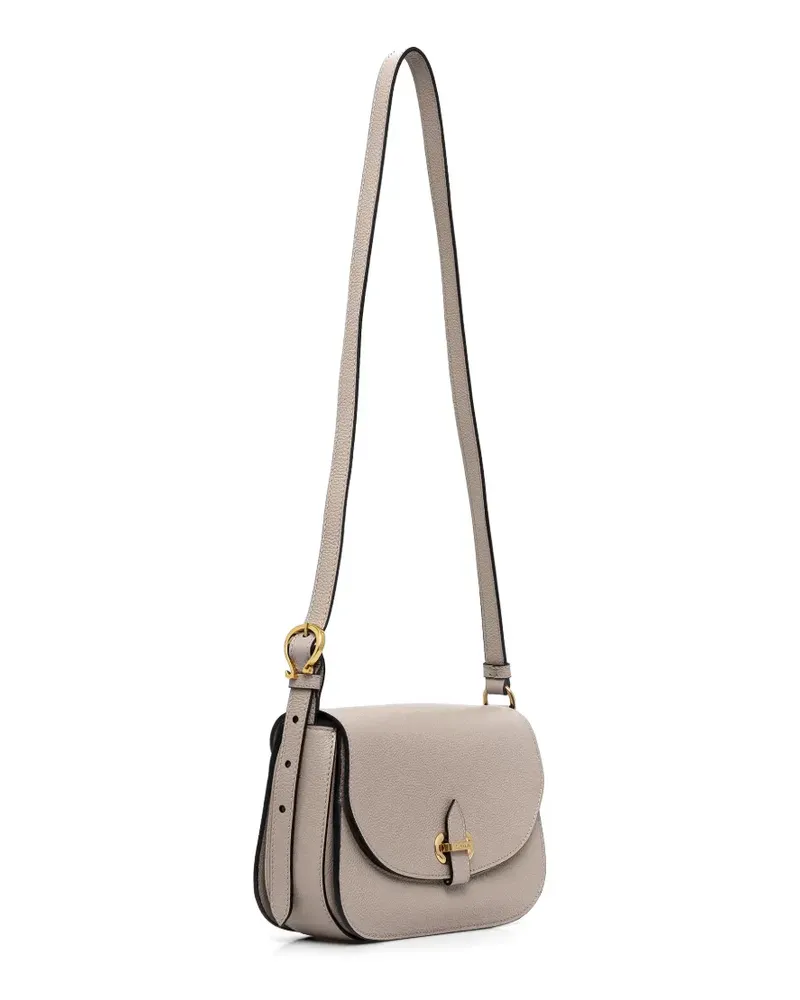 Pollini grained leather foldover cross body bag - Nude Nude
