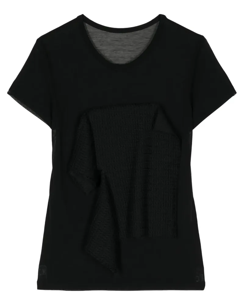 Yohji Yamamoto T-Shirt mit drapiertem Einsatz - Schwarz Schwarz