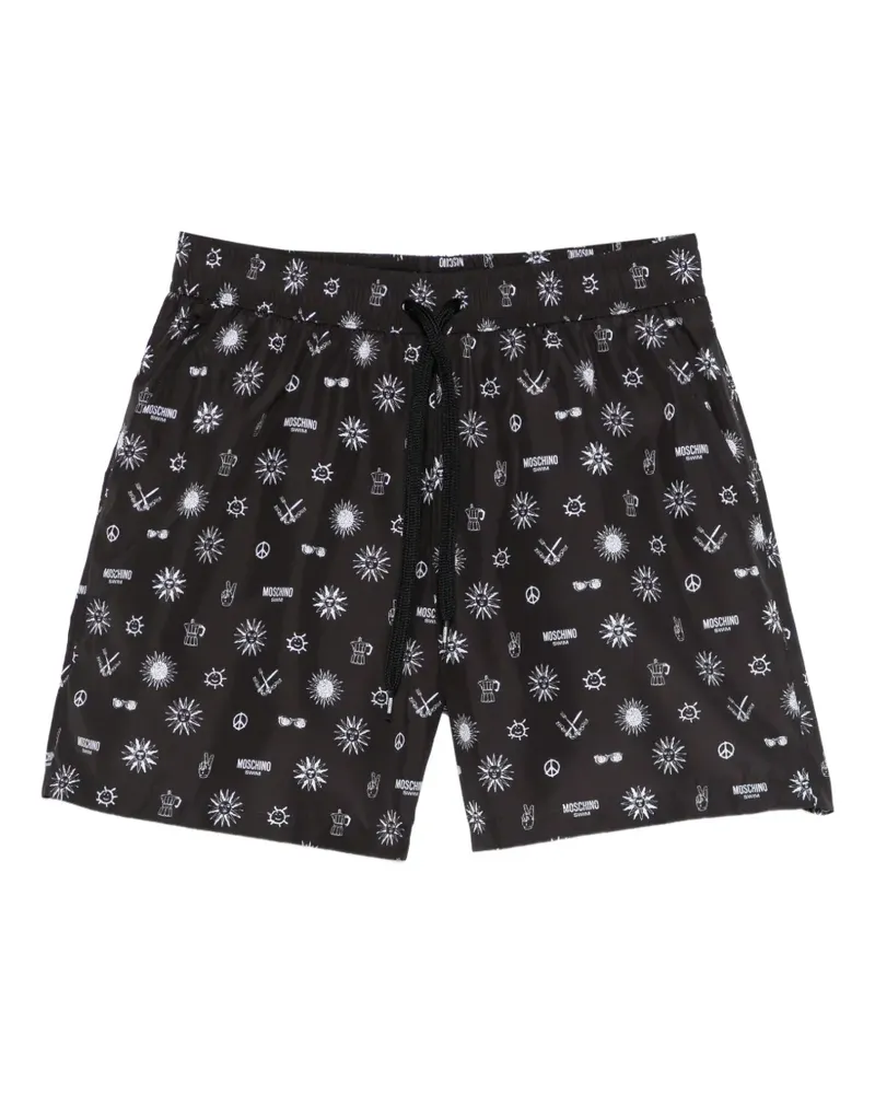 Moschino drawstring print swim shorts - Schwarz Schwarz