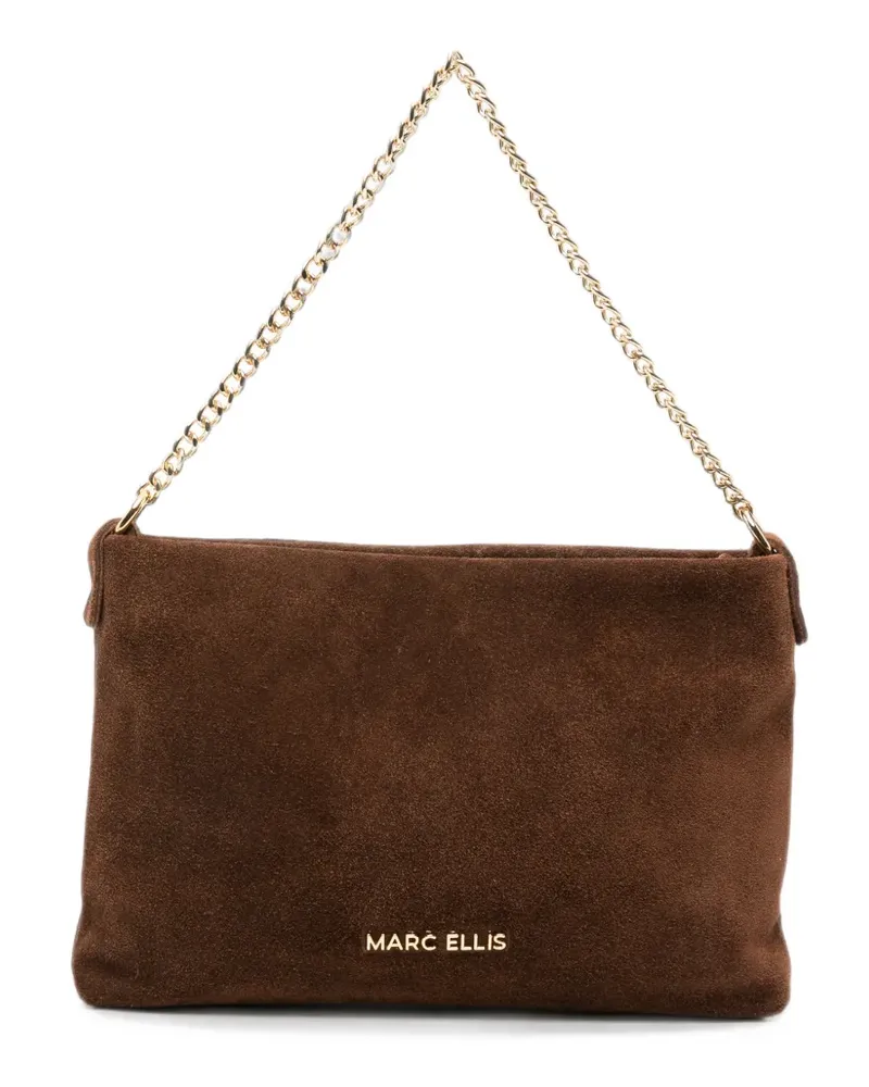 MARC ELLIS Ester Cm suede logo-lettering shoulder bag - Braun Braun