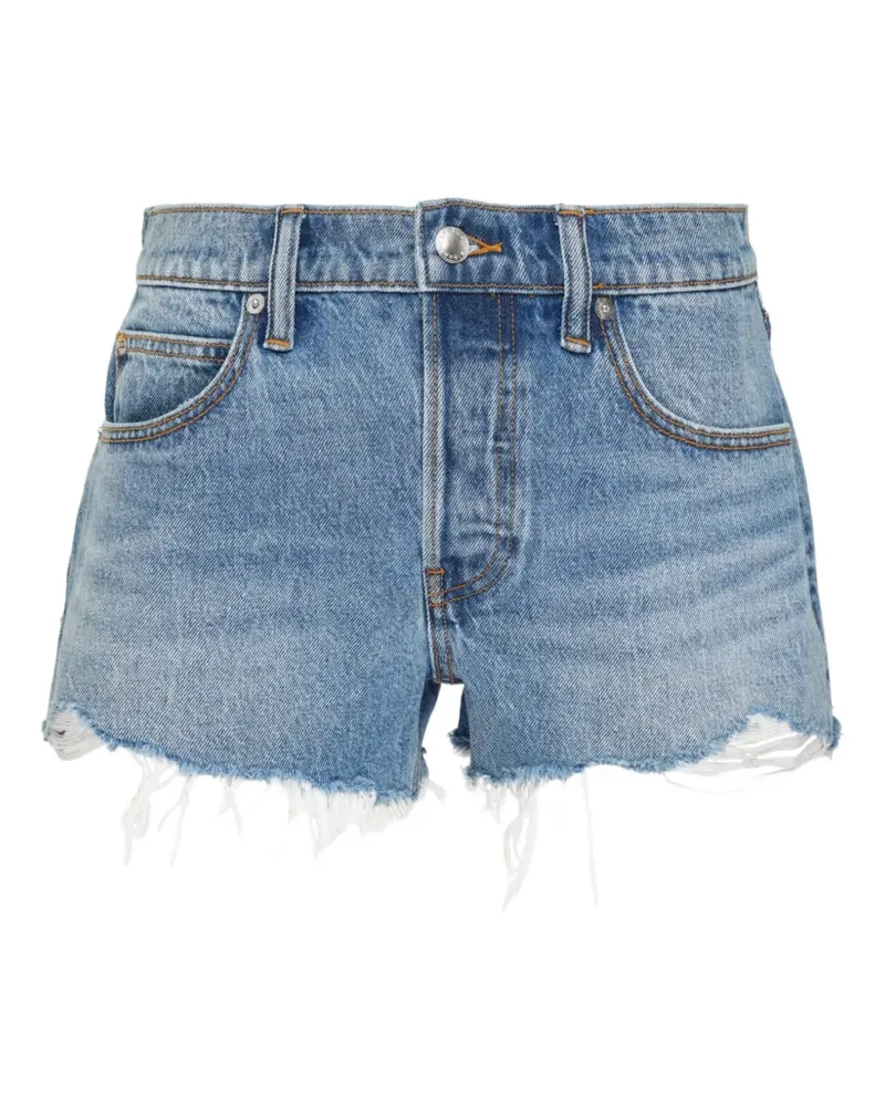 Alexander Wang Ausgefranste Shorts mit Kristallen - Blau Blau