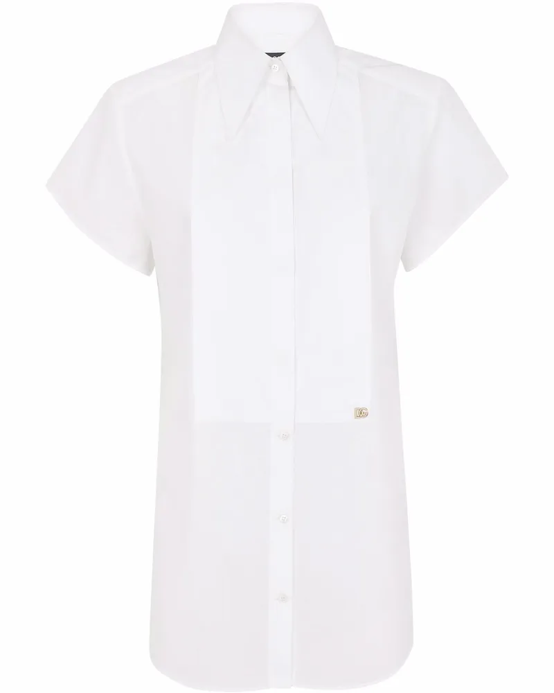 Dolce & Gabbana Popeline-Hemd mit DG-Logo - Weiß Weiß