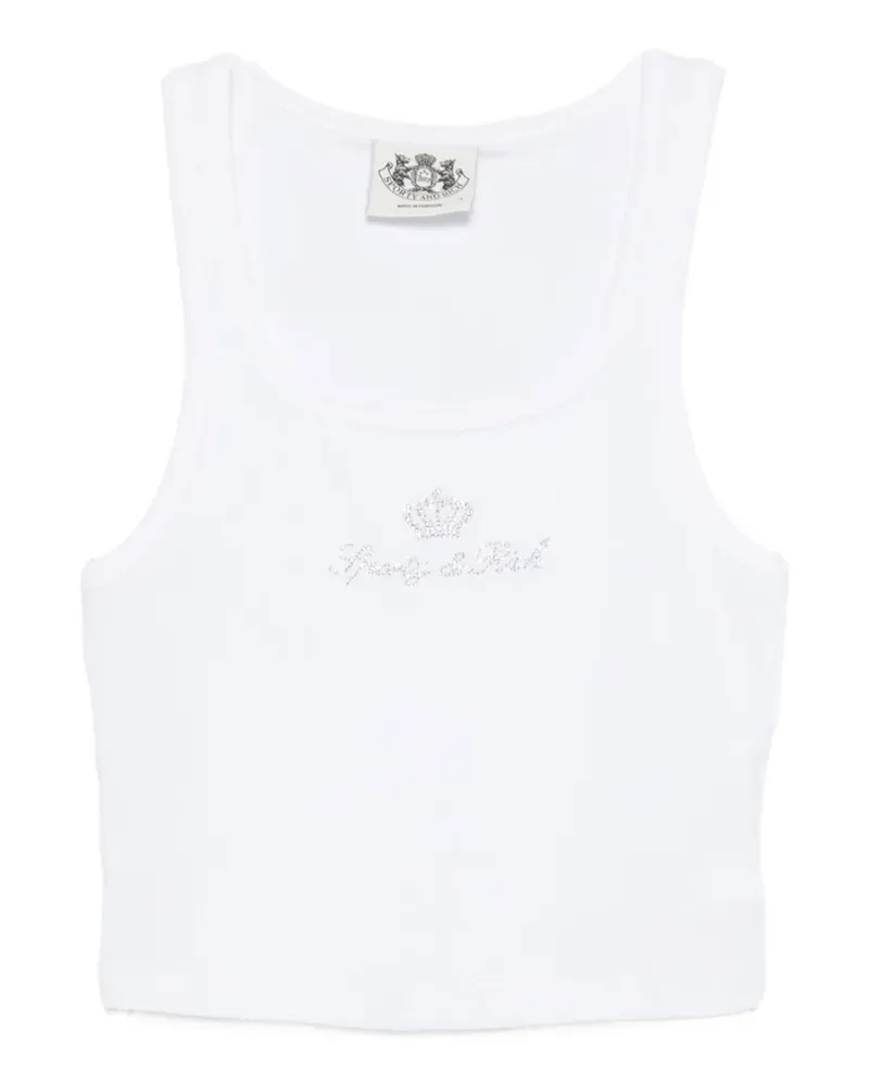 SPORTY & RICH x Juicy Couture geripptes Tanktop mit Strass - Weiß Weiß