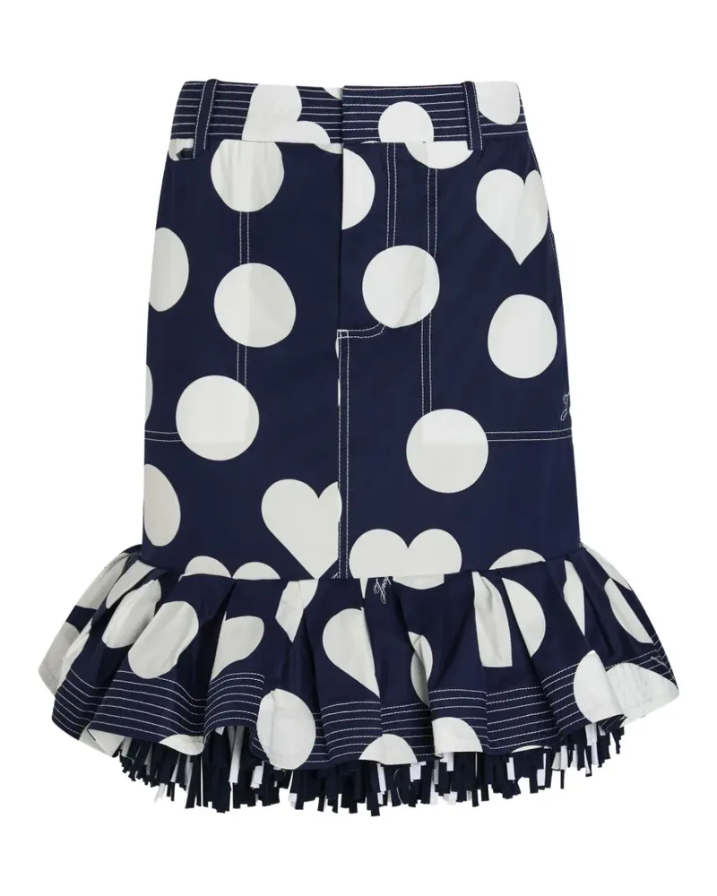Jacquemus Gerüschter Cabana Midirock mit Herz-Print - Blau Blau