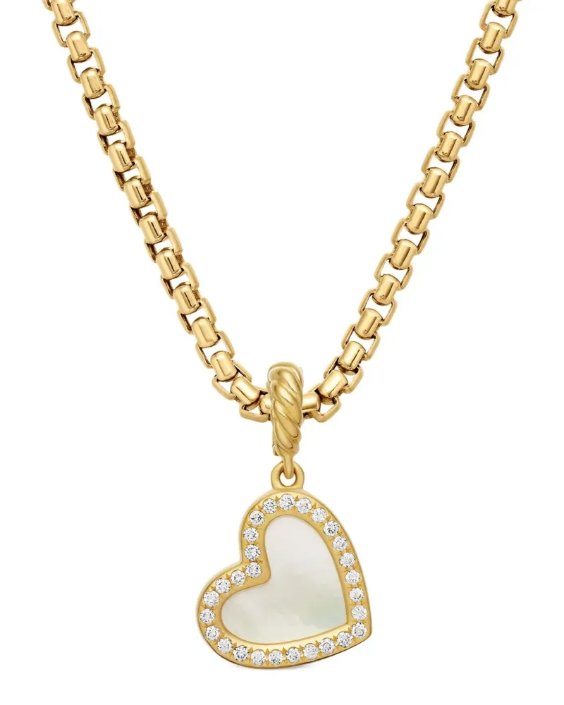 David Yurman 18kt DY Elements Heart Gelbgoldanhänger mit Diamanten 19,5mm Gold