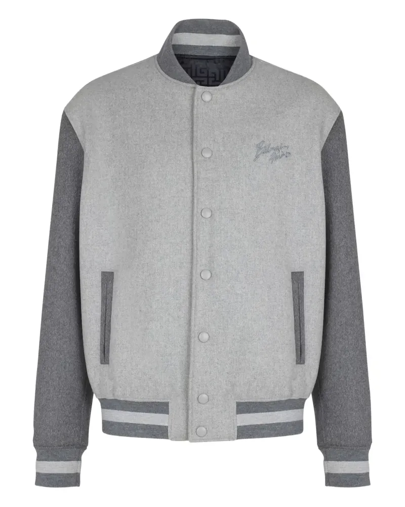 Balmain Bomberjacke mit Knopfleiste - Grau Grau