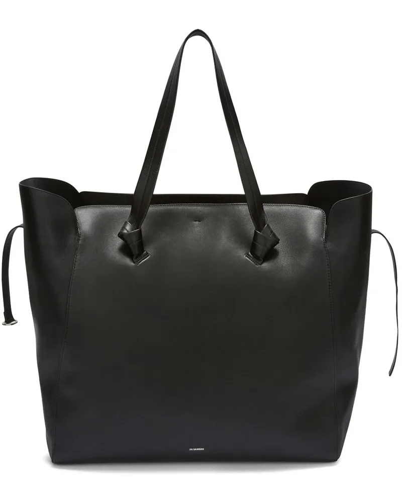 Jil Sander Mittelgroße Tote Bag mit Knotendetail - Schwarz Schwarz