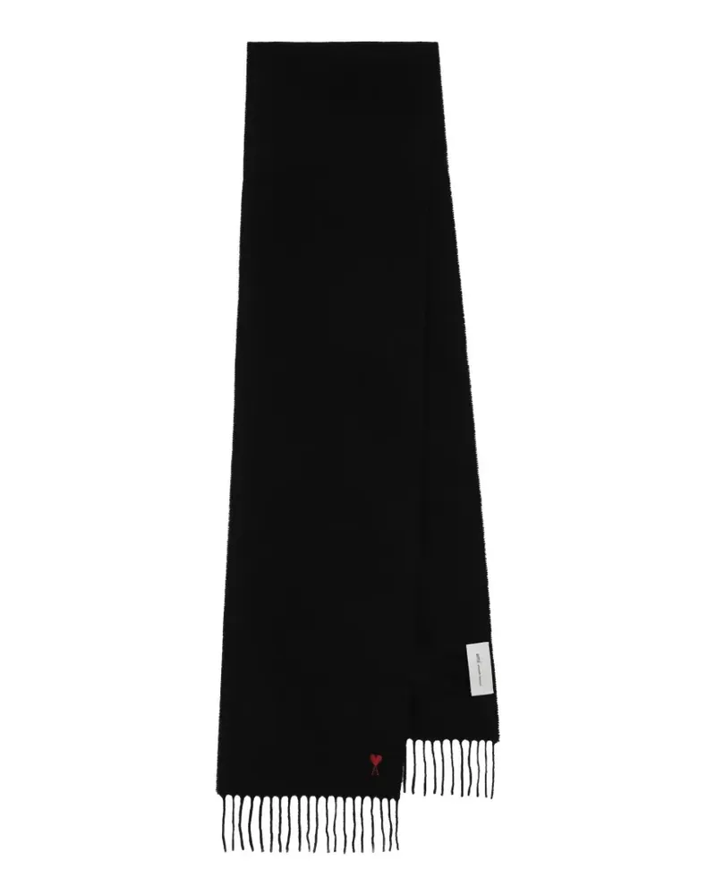 AMI Paris Ami de Coeur fringed scarf - Schwarz Schwarz