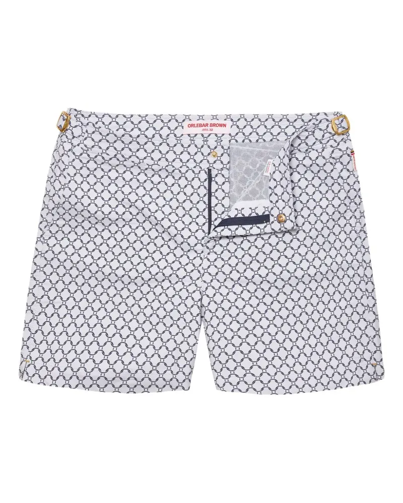 Orlebar Brown Bulldog Tessoro Badeshorts aus geometrischem Jacquard - Weiß Weiß