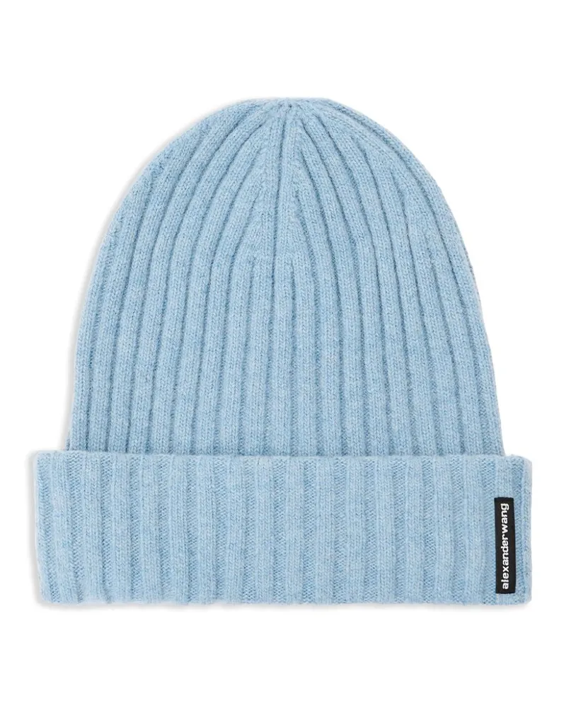 Alexander Wang Gerippte Beanie mit Logo-Patch - Blau Blau