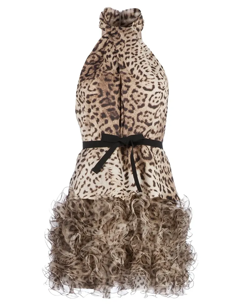 Giambattista Valli ruffled leopard print dress Leopard