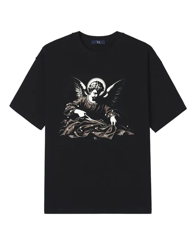 Yohji Yamamoto T-Shirt mit Engel-Print - Schwarz Schwarz