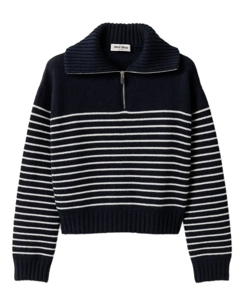 Miu Miu Pullover mit geripptem Kragen - Blau Blau