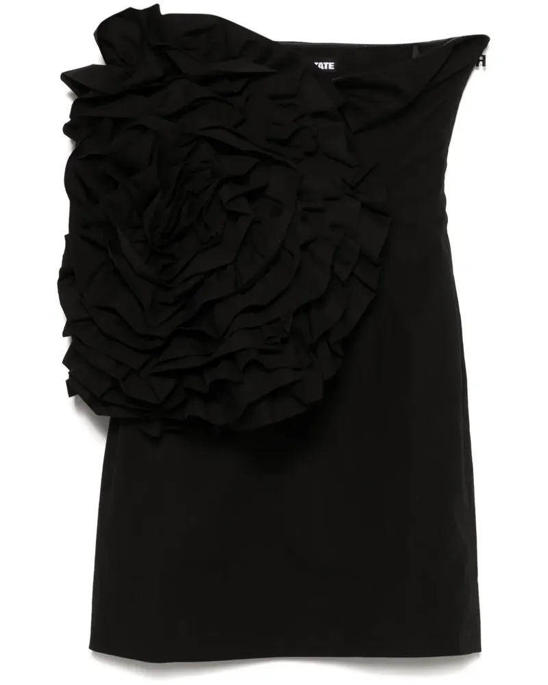 ROTATE Birger Christensen Minikleid mit Blumenapplikation - Schwarz Schwarz