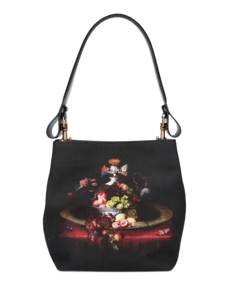 Vivienne Westwood Schultertasche aus Canvas mit Stillleben-Print - Schwarz Schwarz
