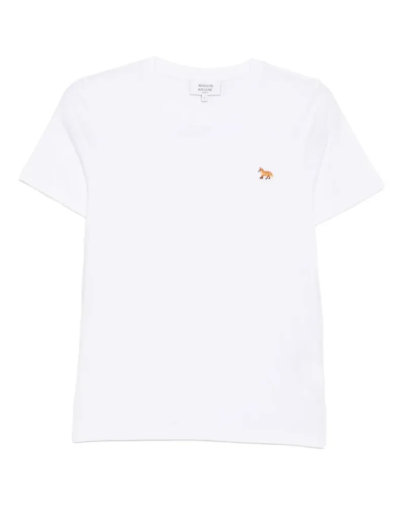 Kitsuné T-Shirt mit Fuchsstickerei - Weiß Weiß