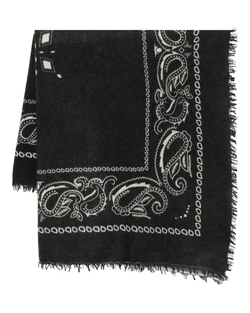 Liska Ausgefranster Schal mit Paisley-Print - Schwarz Schwarz