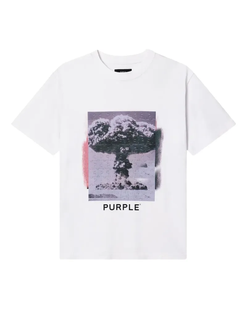 PURPLE BRAND T-Shirt mit Puzzle-Print - Weiß Weiß