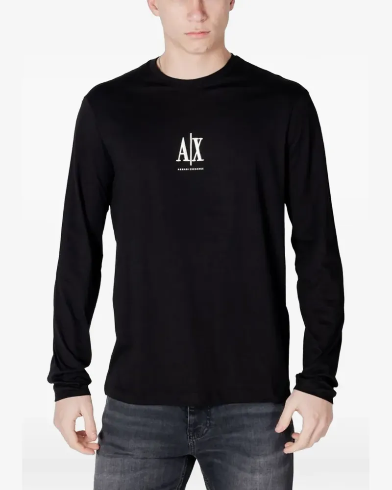 Armani Exchange logo-print long-sleeve T-shirt - Schwarz Schwarz