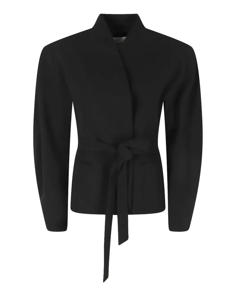 ANDAMANE Margaux belted puff-sleeve jacket - Schwarz Schwarz