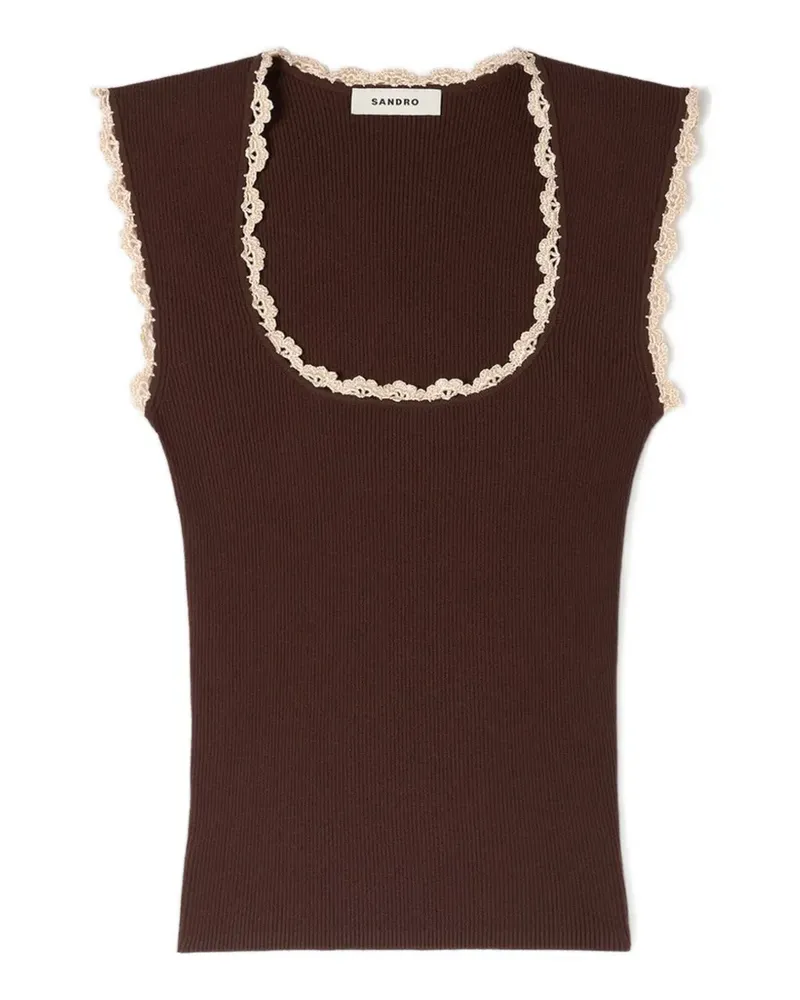 Sandro Top mit Spitzenborte - Braun Braun