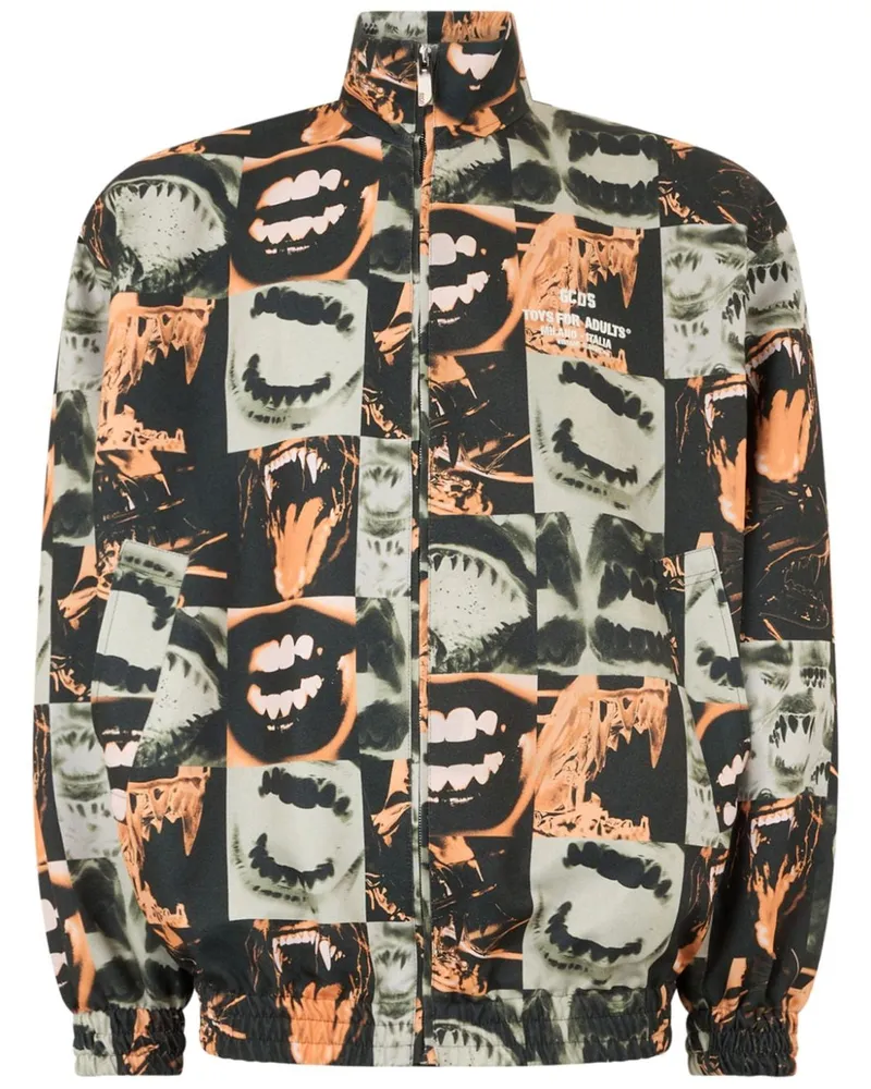 GCDS Oversized-Jacke mit Lippen-Print - Schwarz Schwarz