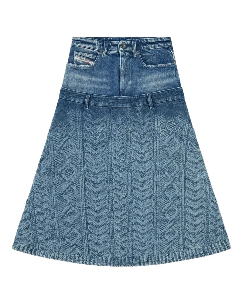 Diesel Midirock aus Denim mit Zopfmuster - Blau Blau