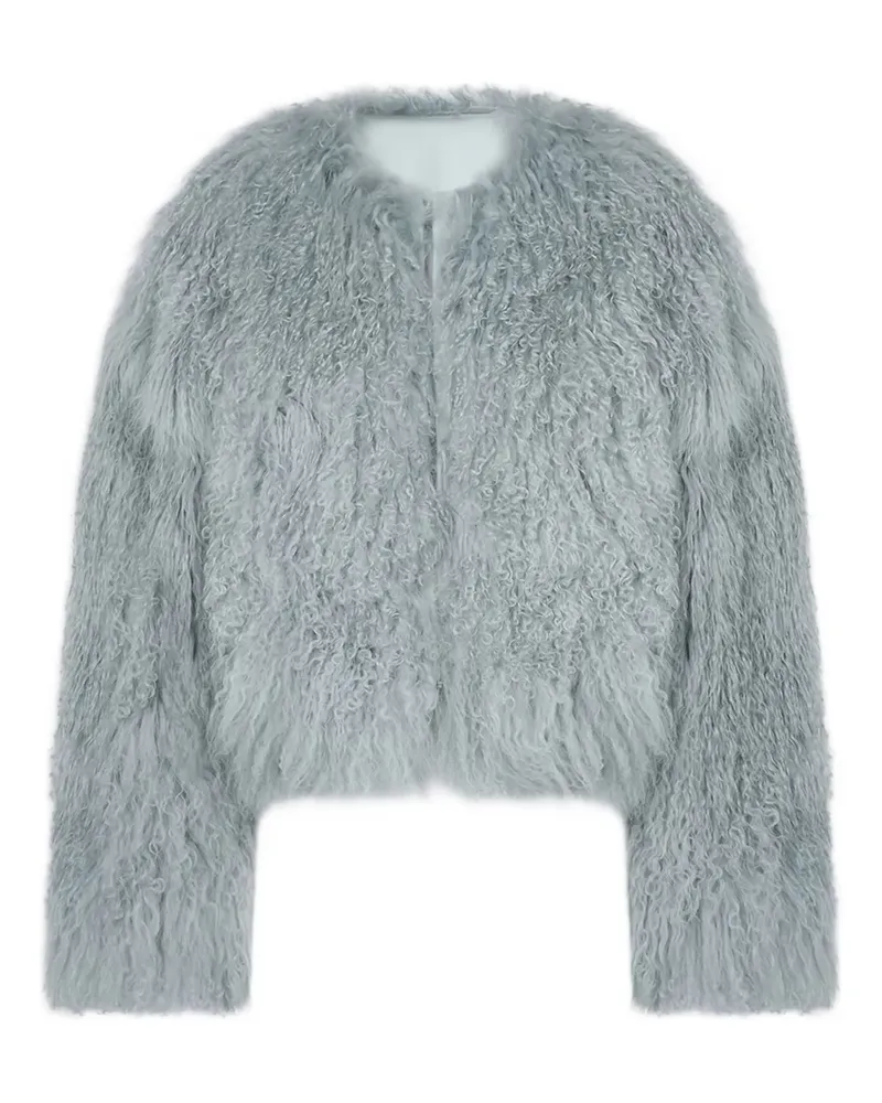 HALFBOY cropped fur jacket - LIGHT BLUE GREY Light