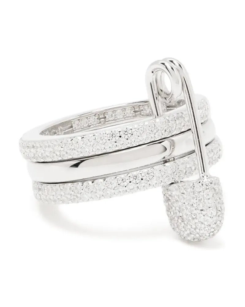 APM Monaco Triple Hoop Safety Pin Ring - Silber Silber