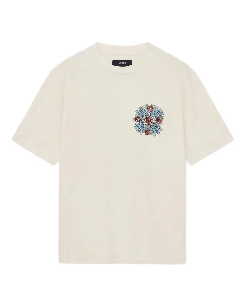 Amiri rose-embellished T-shirt - Nude Nude